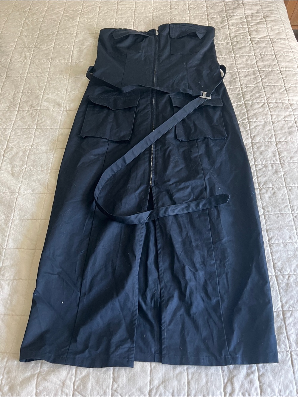 Mango Strapless Navy Utility Dress
